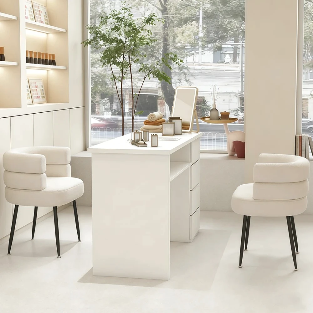 Marble Manicure Table with Extractor – White Trend - image 9