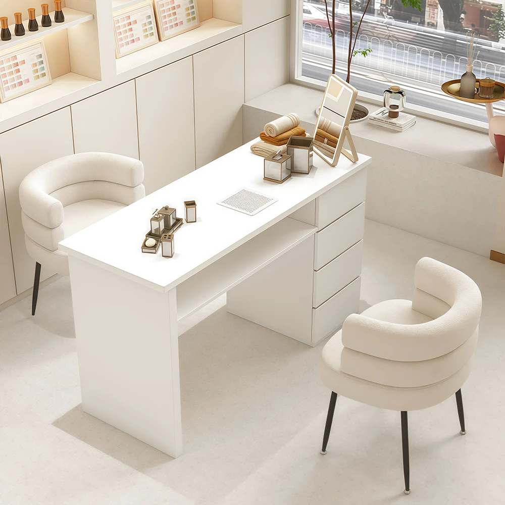 Marble Manicure Table with Extractor – White Trend - image 5